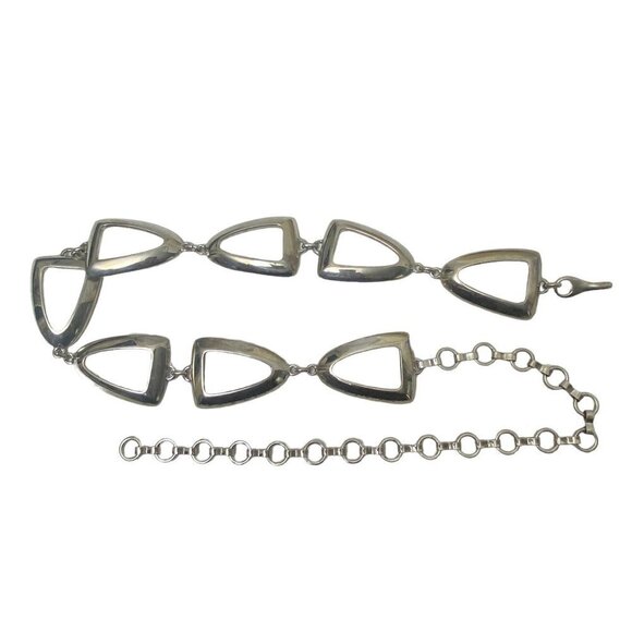 Link Chain Belt Silvertone Metal Made in Italy One Size Adjustable 40" Long - Picture 3 of 12